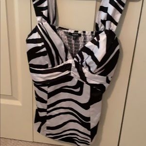 Black and white satin top